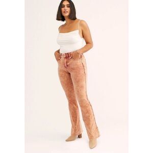 NEW Free People CRVY Foxy Lady Velvet Bootcut Pants 26 High Rise Rusty Brown